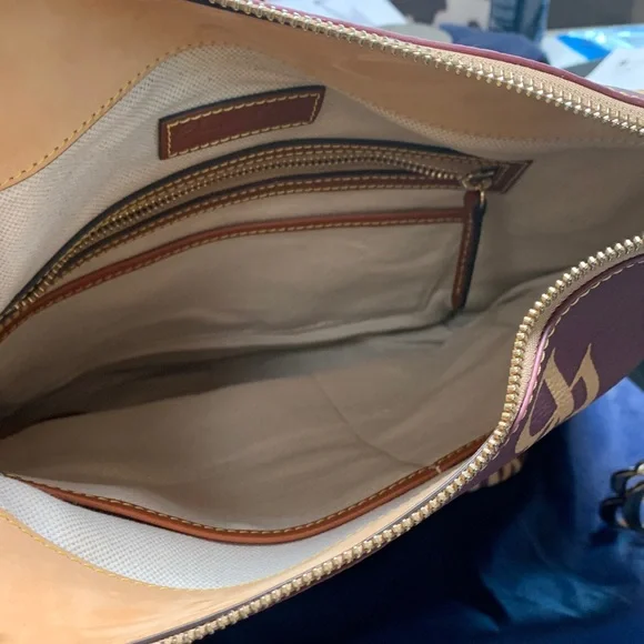 Dooney & Bourke Burgundy and Tan Messenger Brand New!! 13x12x6 - Picture 3 of 3